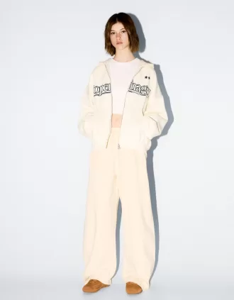 Felpa con cappuccio stampata con zip