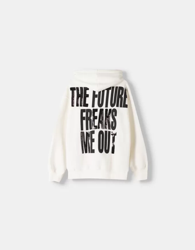 Felpa con cappuccio stampata con zip