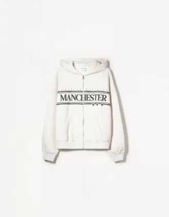 Felpa con cappuccio stampata con zip