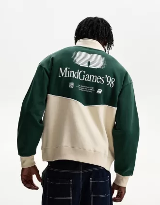 Felpa con cerniera in contrasto