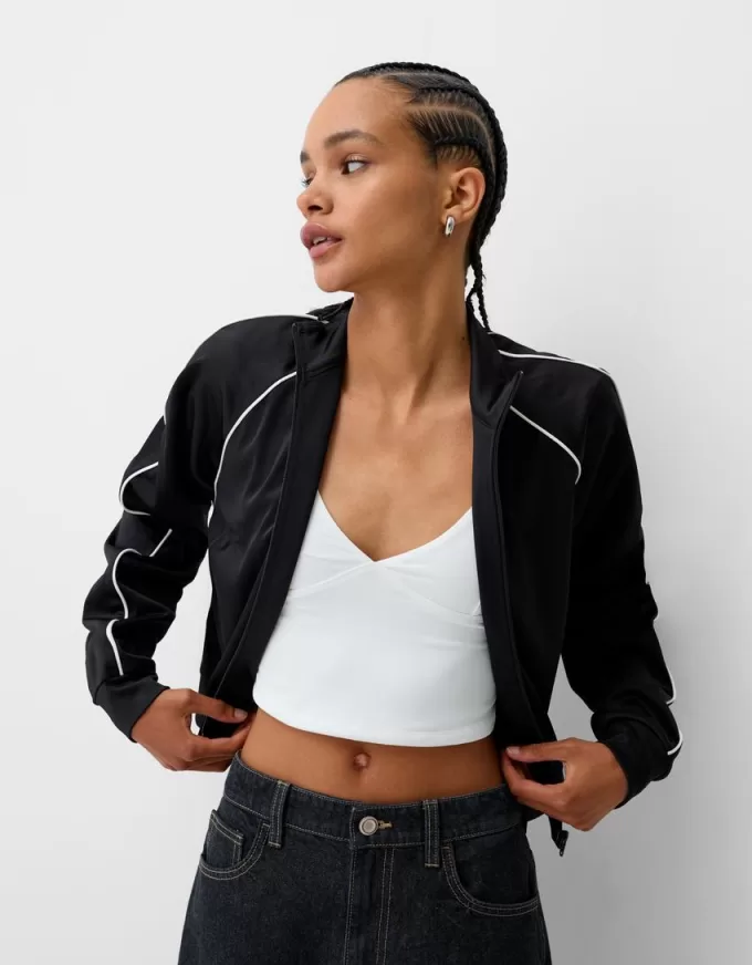 Felpa cropped con cerniera