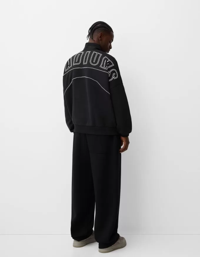 Felpa sportiva stampata con cerniera