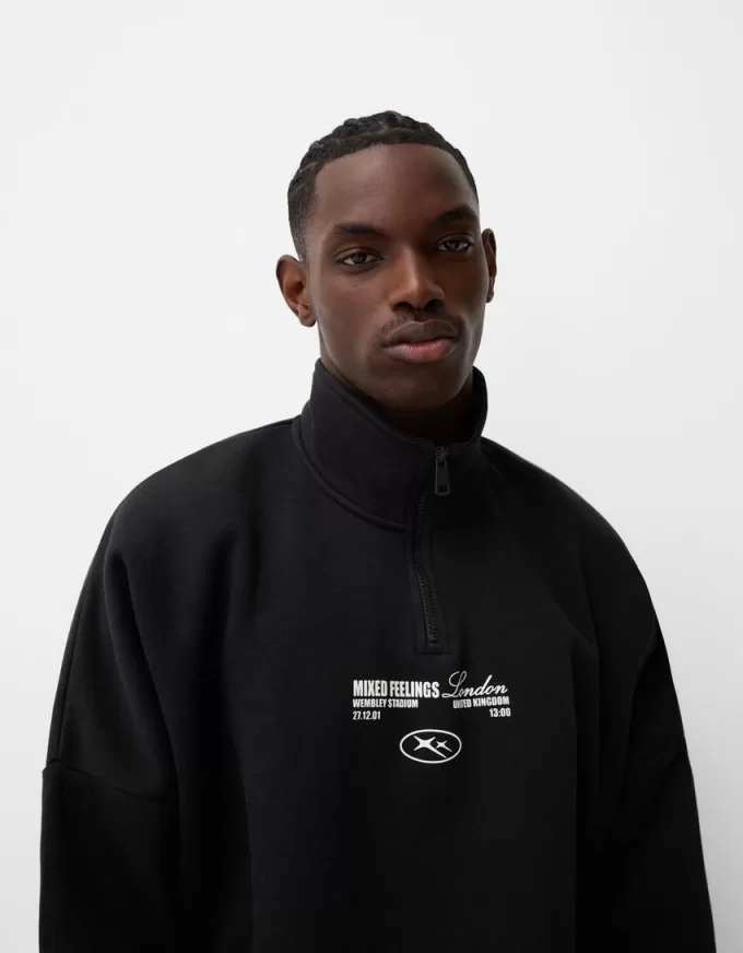 Felpa sportiva stampata con cerniera