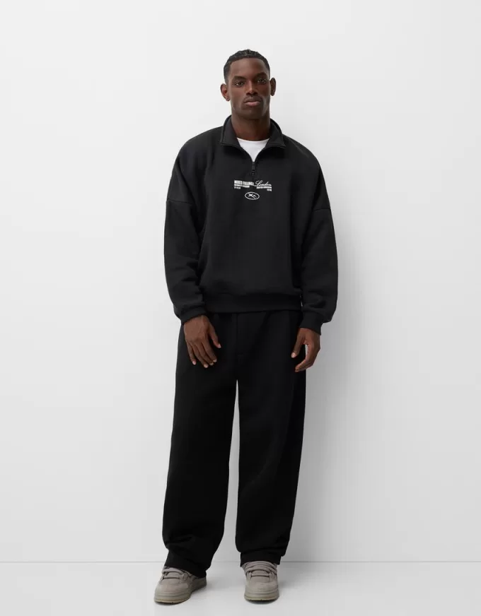 Felpa sportiva stampata con cerniera