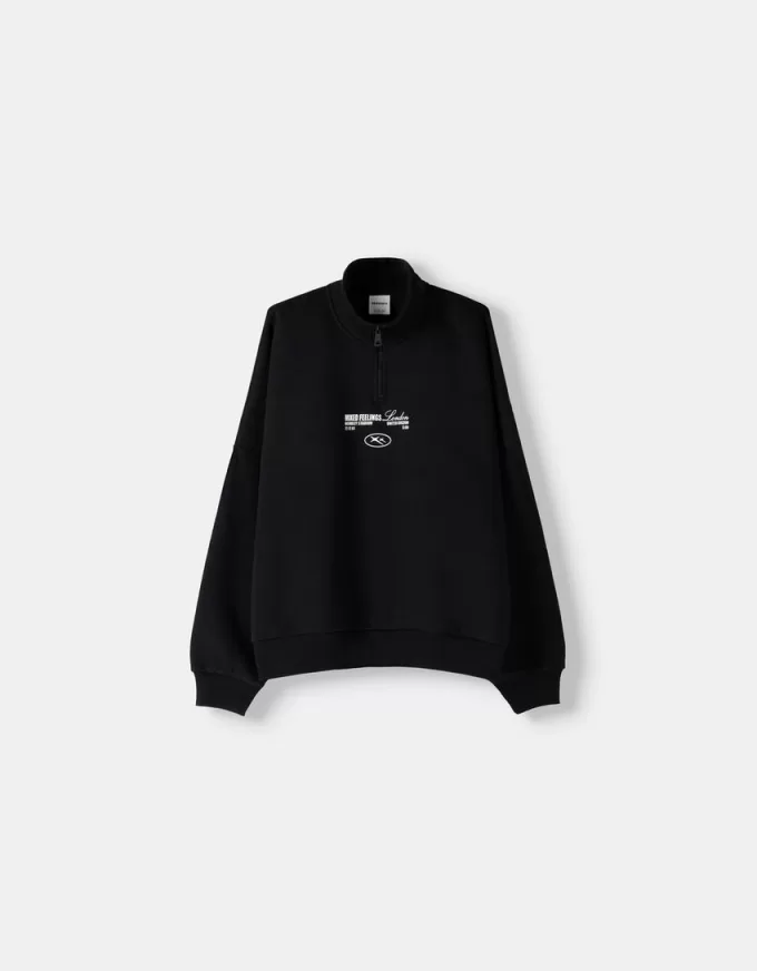 Felpa sportiva stampata con cerniera