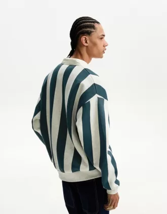 Felpa stampata con colletto polo