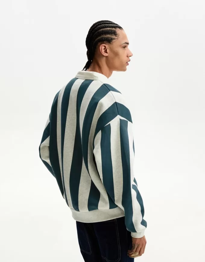 Felpa stampata con colletto polo