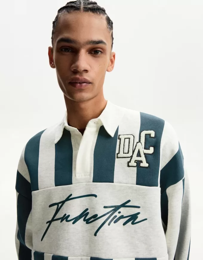 Felpa stampata con colletto polo