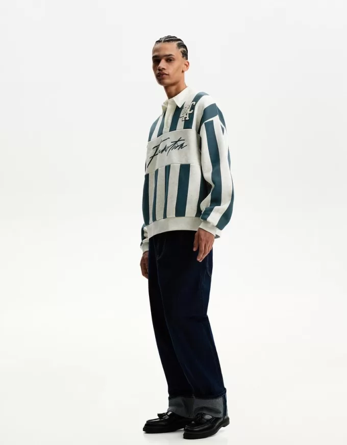 Felpa stampata con colletto polo