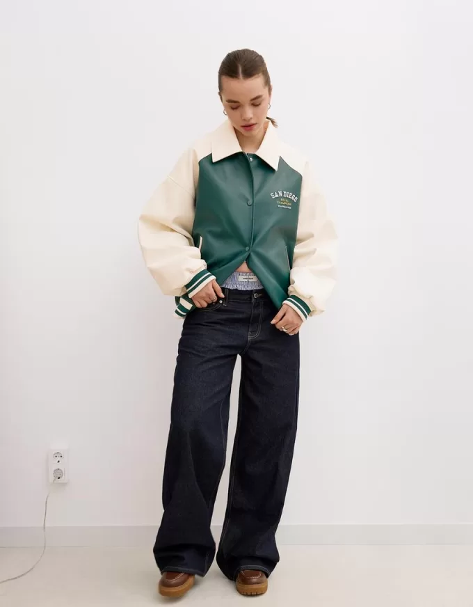 Giacca college in finta pelle