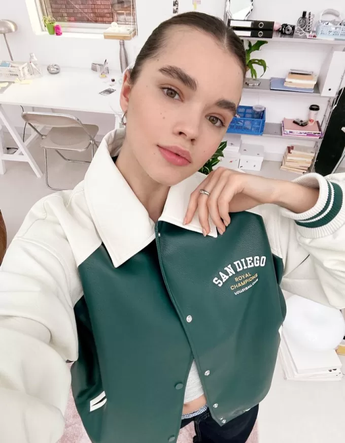 Giacca college in finta pelle