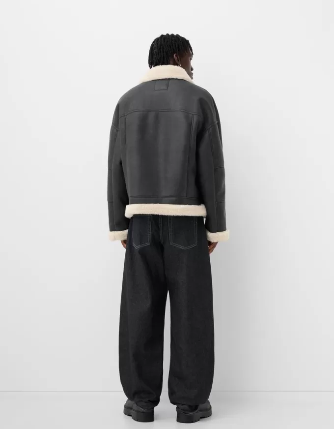 Giacca dalla vestibilità boxy effetto pelle