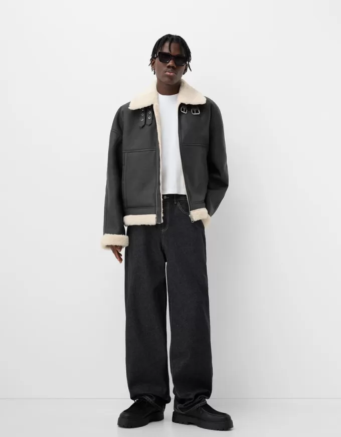 Giacca dalla vestibilità boxy effetto pelle