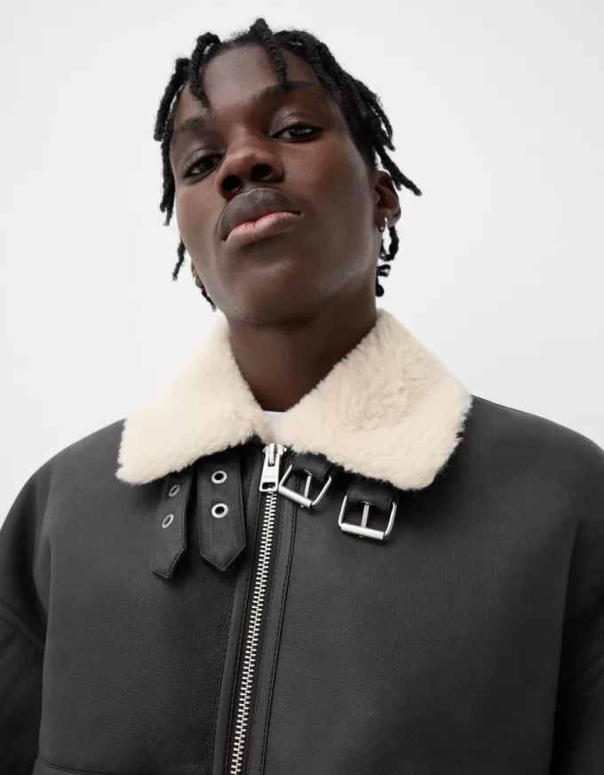 Giacca dalla vestibilità boxy effetto pelle