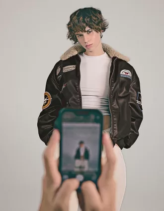 Giacca double face con toppe