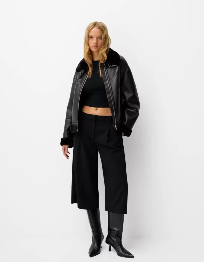 Giacca double face in pelliccia sintetica