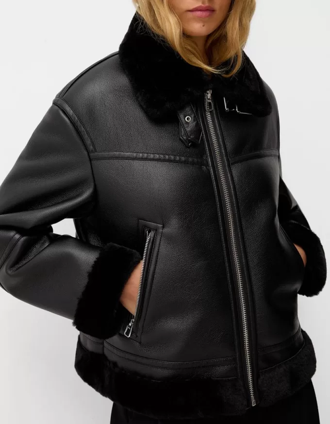 Giacca double face in pelliccia sintetica