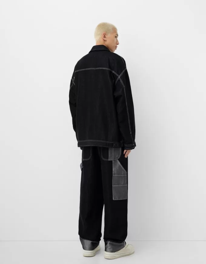 Giacca in denim a contrasto