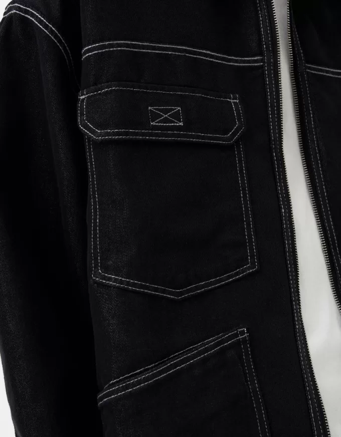 Giacca in denim a contrasto