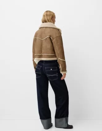 Giacca in ecopelle double face