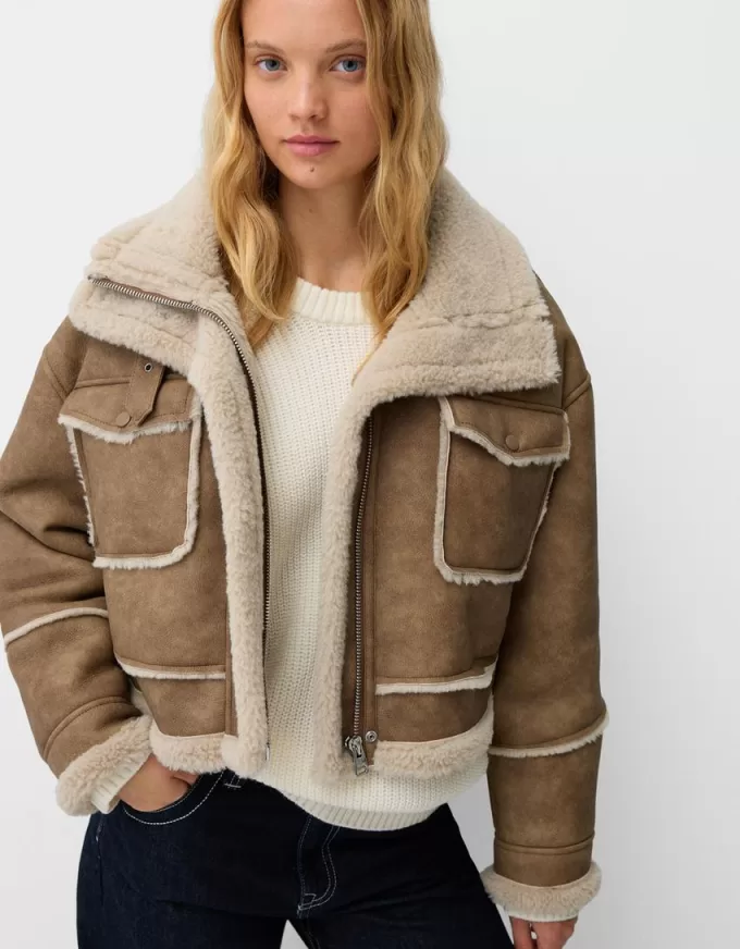 Giacca in ecopelle double face