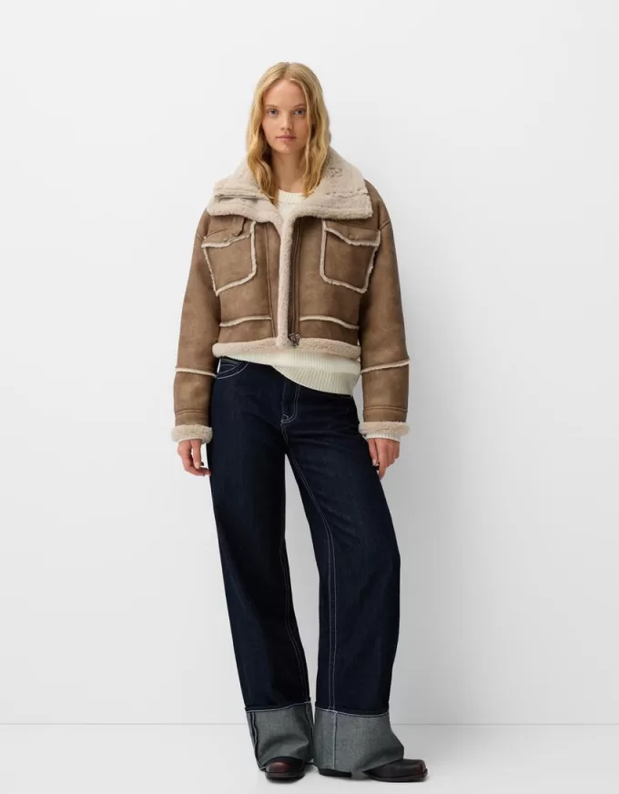 Giacca in ecopelle double face