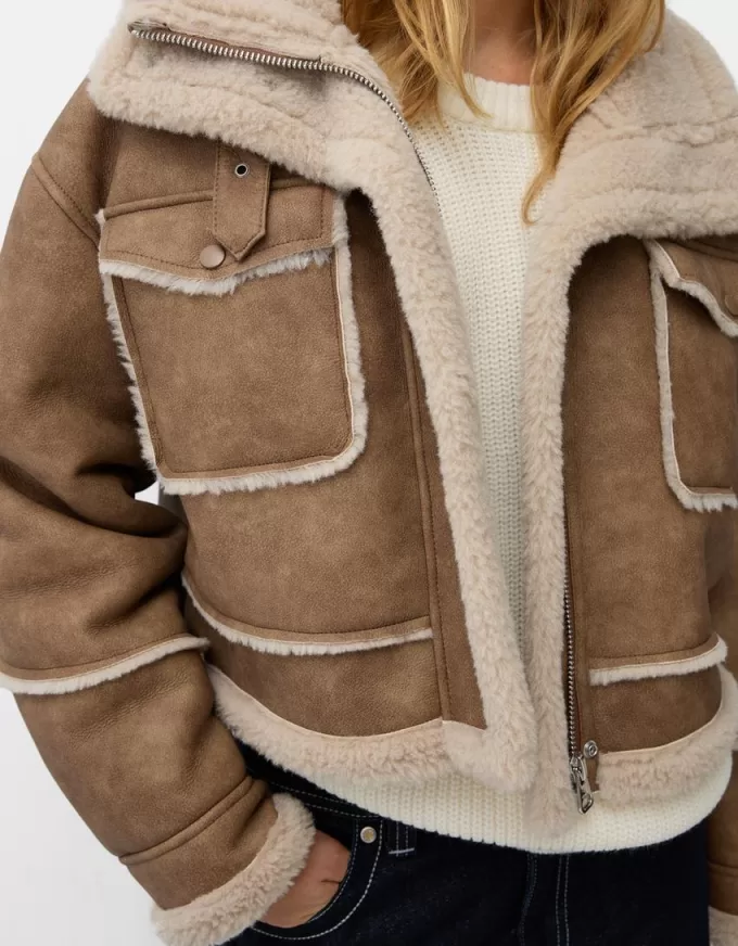 Giacca in ecopelle double face