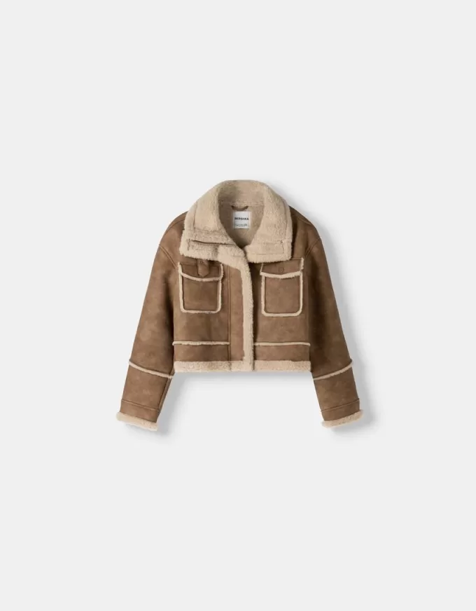 Giacca in ecopelle double face