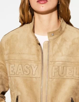 Giacca in finta pelle scamosciata