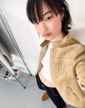 Giacca in finta pelle scamosciata