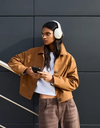 Giacca in finta pelle scamosciata