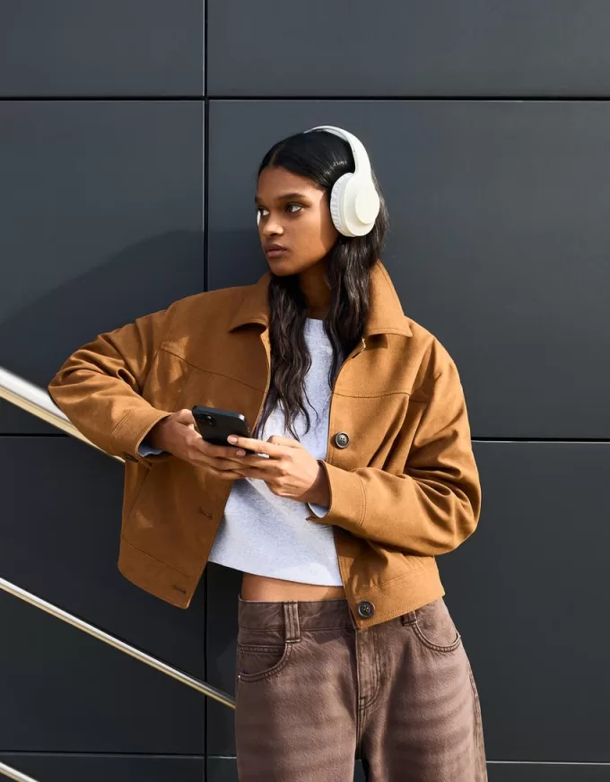 Giacca in finta pelle scamosciata