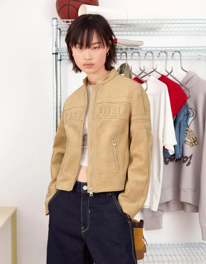 Giacca in finta pelle scamosciata