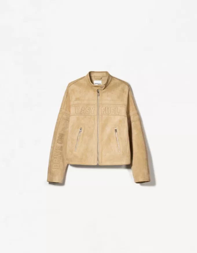 Giacca in finta pelle scamosciata