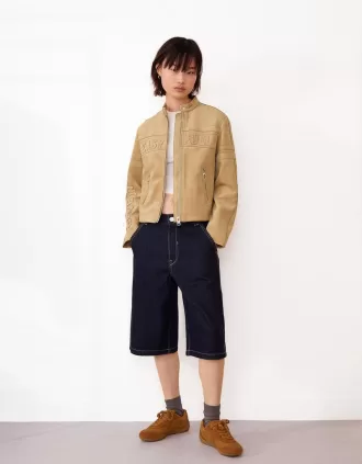 Giacca in finta pelle scamosciata