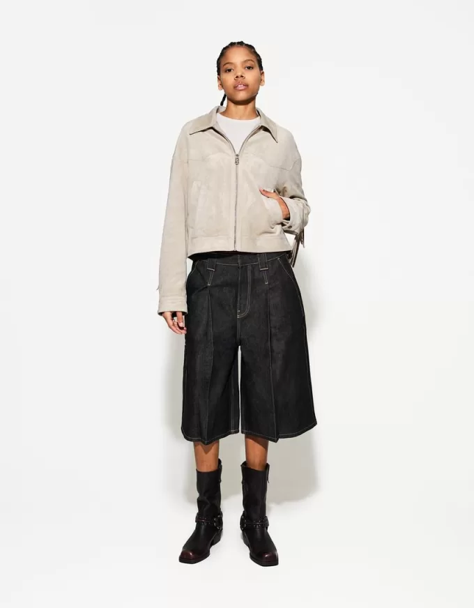 Giacca in finto camoscio con frange