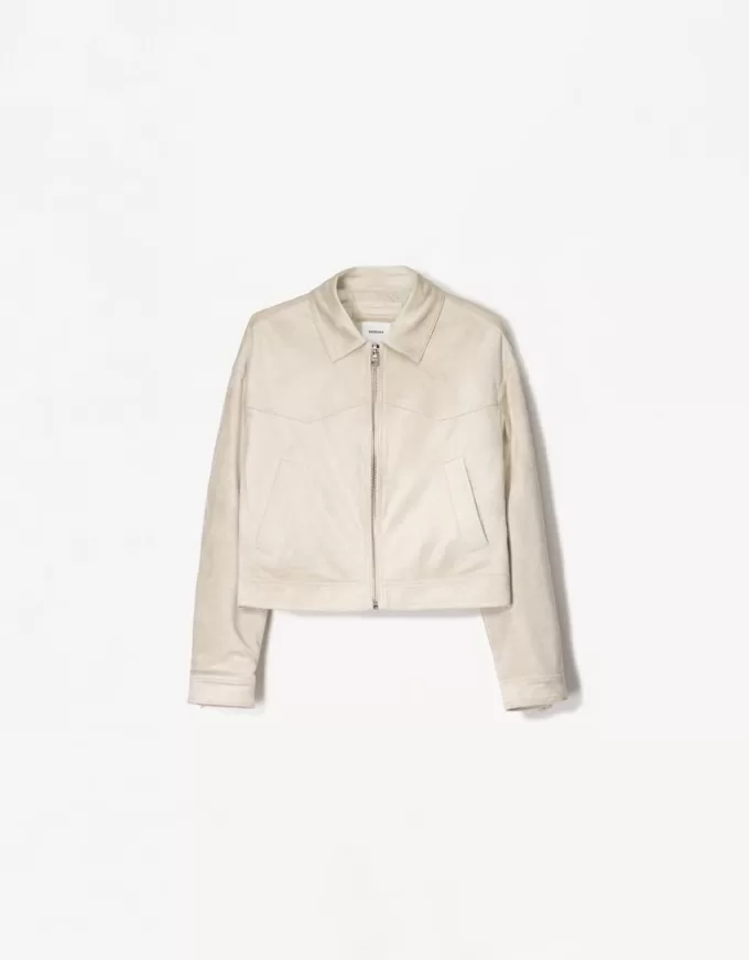 Giacca in finto camoscio con frange