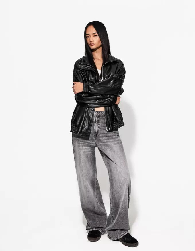 Giacca oversize in ecopelle