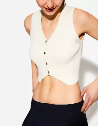 Gilet a costine con scollo a V