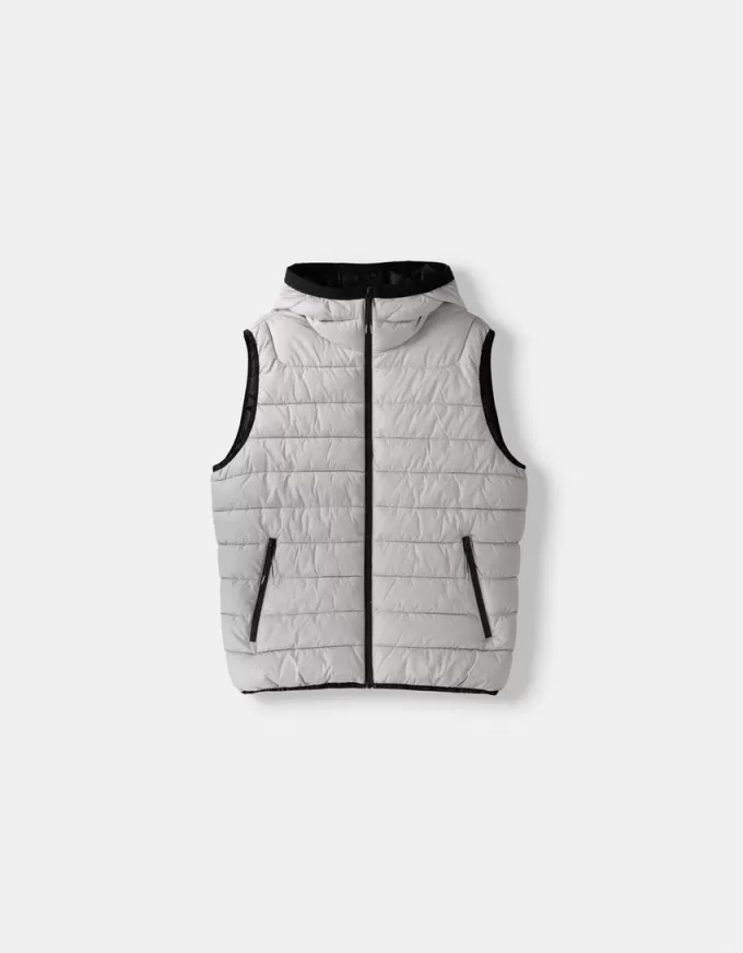 Gilet imbottito leggero con cappuccio