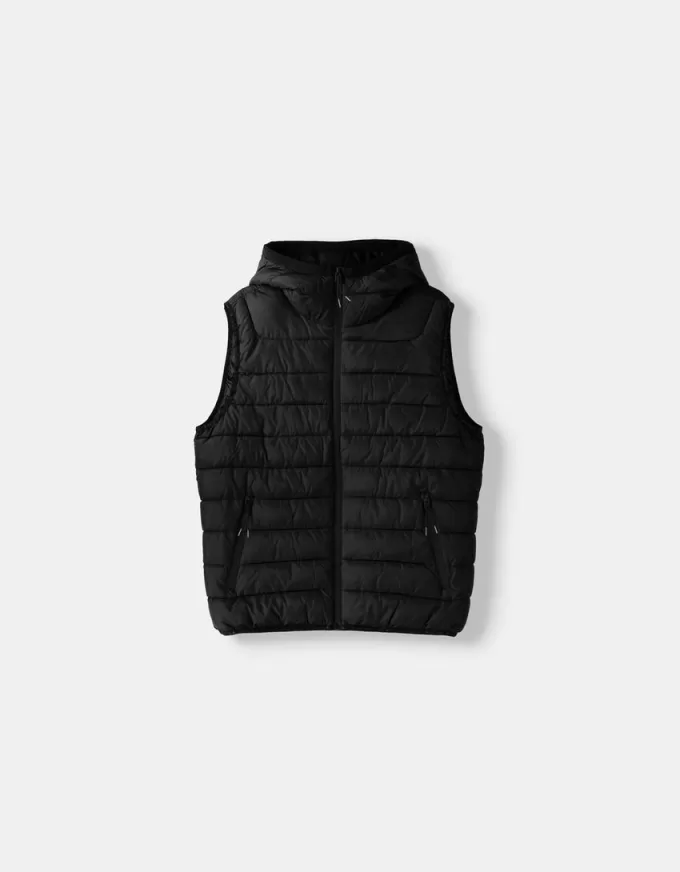 Gilet imbottito leggero con cappuccio