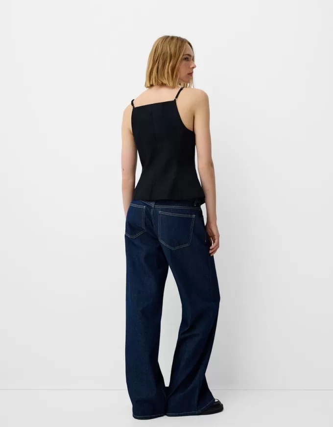 Gilet in misto lino con spalline