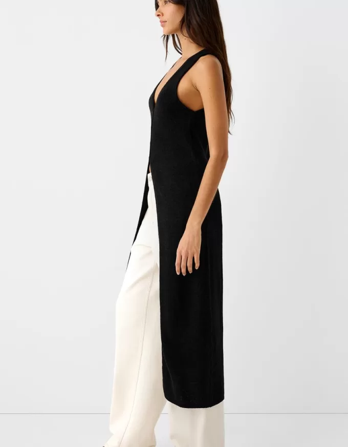 Gilet lungo con bottoni