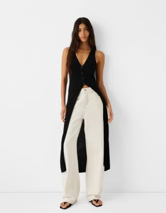 Gilet lungo con bottoni