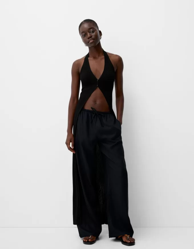 Gilet midi con apertura sul retro