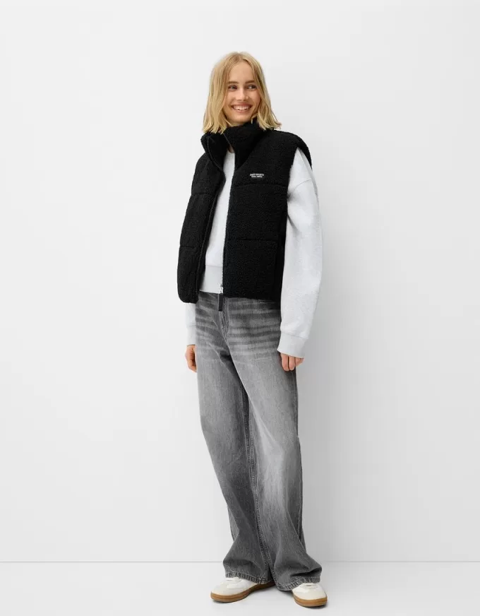 Gilet reversibile in montone sintetico