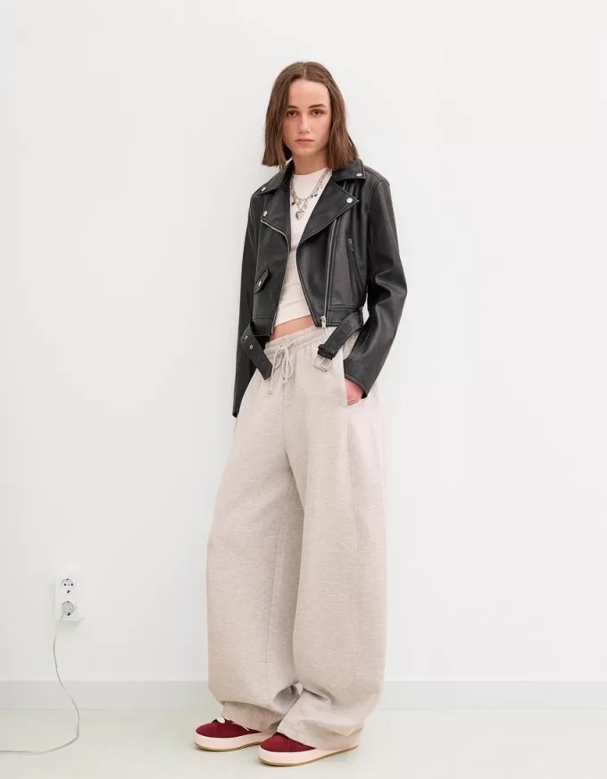 Giubbotto biker effetto pelle