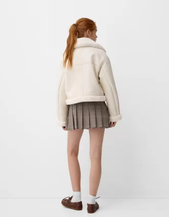 Giubbotto biker in montone sintetico