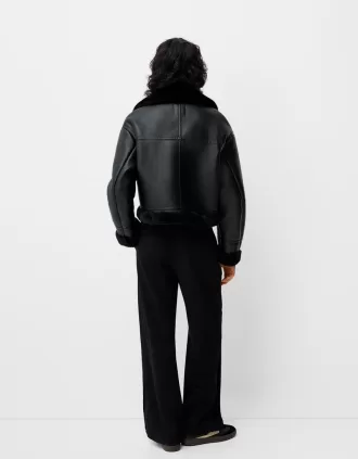 Giubbotto biker in montone sintetico