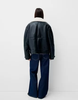 Giubbotto biker in montone sintetico